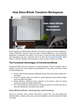 How Zebra Blinds Transform Workspaces