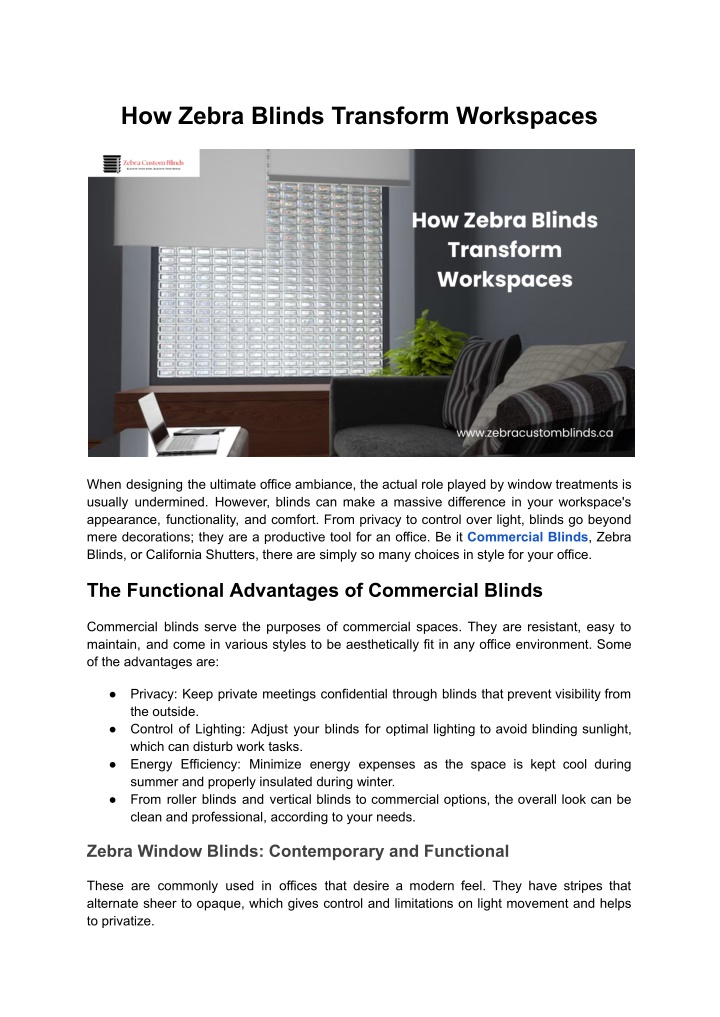 how zebra blinds transform workspaces