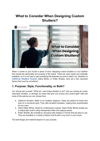 What to Consider When Designing Custom Shutters