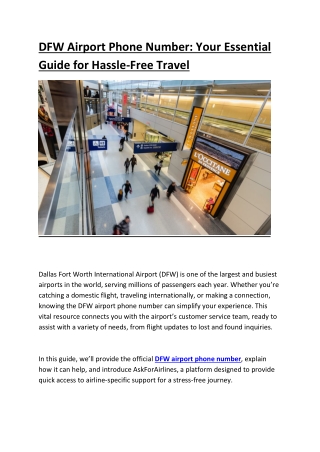 DFW Airport Phone Number