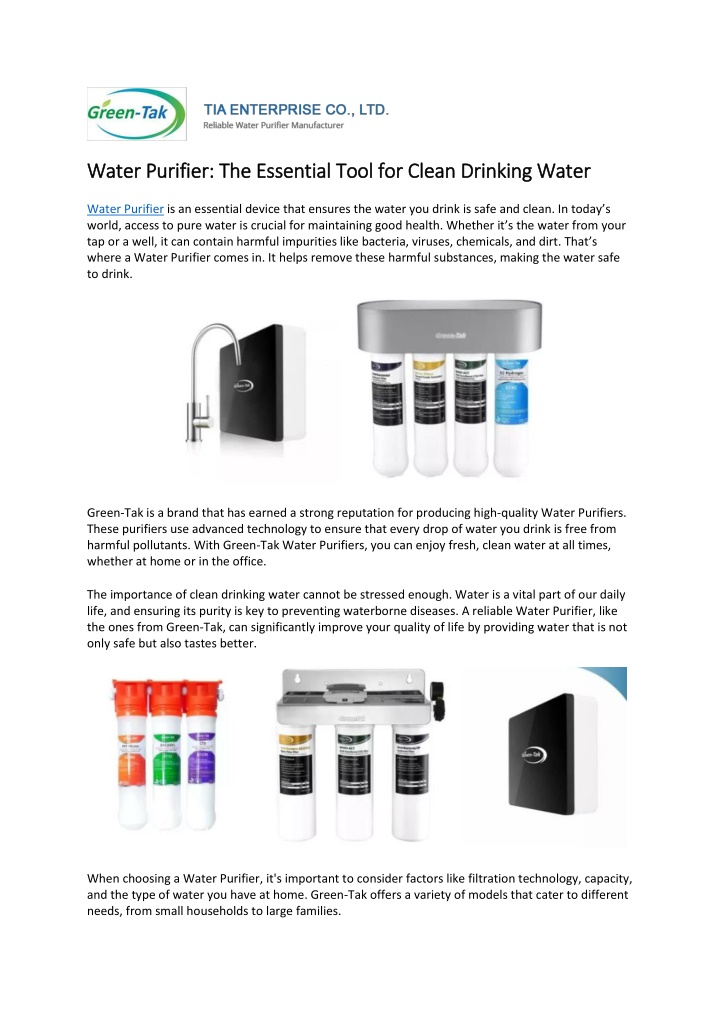 water purifier the essential tool for clean