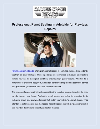 Professional Panel Beating in Adelaide for Flawless Repairs