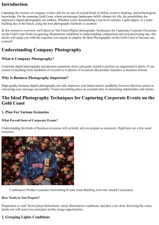 The Best Digital Photography Techniques for Capturing Corporate Occasions on the