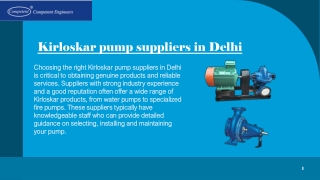 Kirloskar Pump Dealers in Delhi: Features,Specifications Choose the Right Dealer