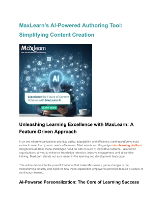 maxlearn s ai powered authoring tool
