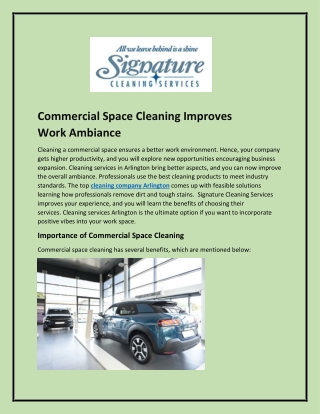 Commercial Space Cleaning Improves Work Ambiance