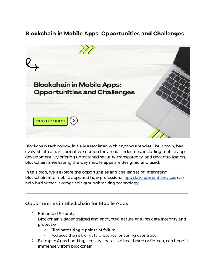 blockchain in mobile apps opportunities