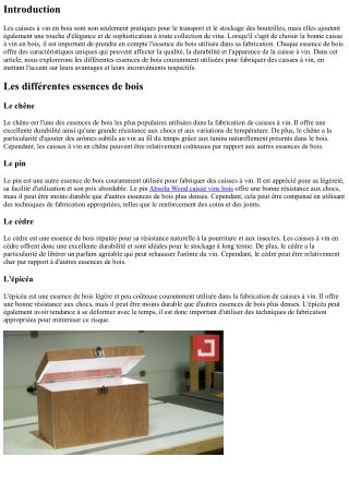 Les différentes essences de bois utilisées pour fabriquer des caisses à vin