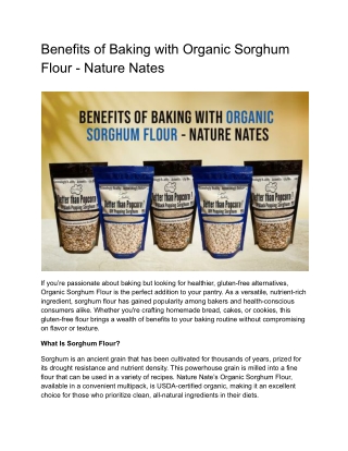 Benefits of Baking with Organic Sorghum Flour - Nature Nates