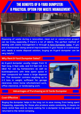 Affordable 8 Yard Dumpster Sales