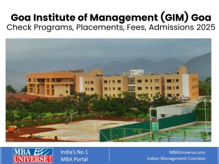 Goa Institute of Management (GIM) Goa: Admissions, Fees, Placements, and Ranking