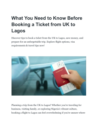 What You Need to Know Before Booking a Ticket from UK to Lagos