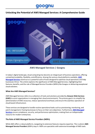 unlocking the potential of aws managed services