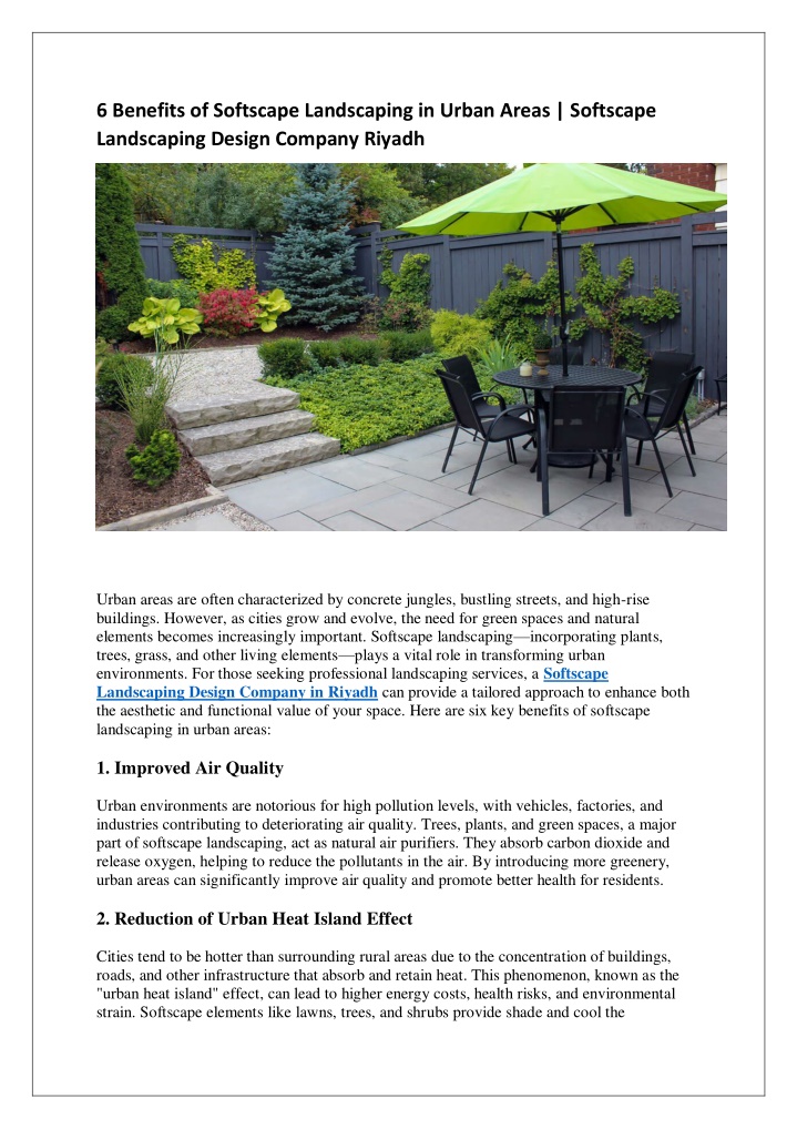 6 benefits of softscape landscaping in urban