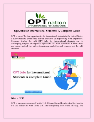 opt jobs for international students a complete