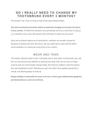 do i really need to change my toothbrush every