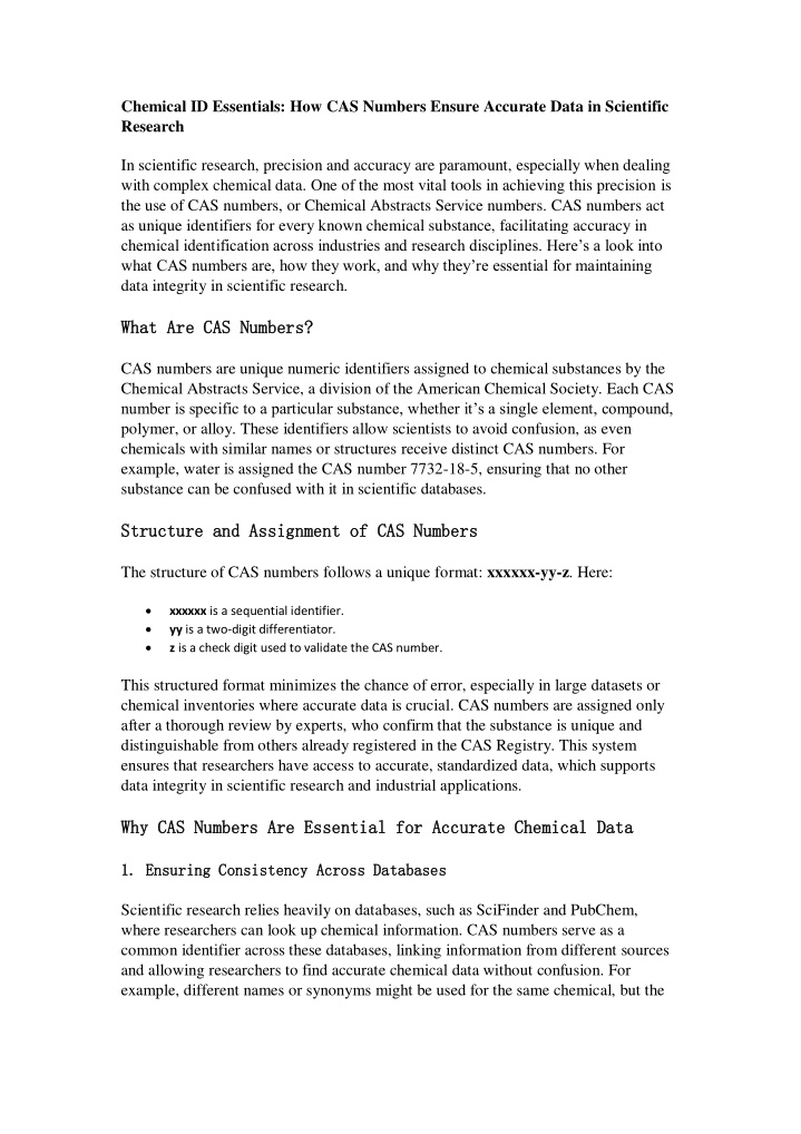 chemical id essentials how cas numbers ensure