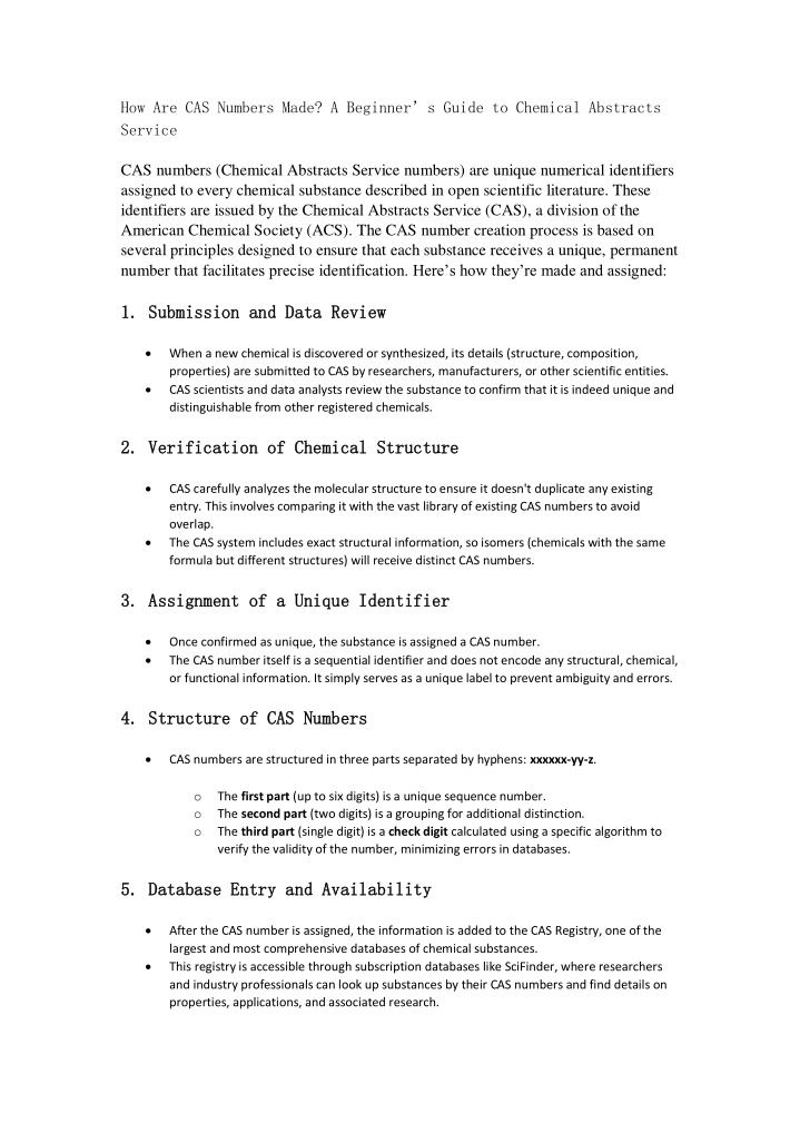 how are cas numbers made a beginner s guide