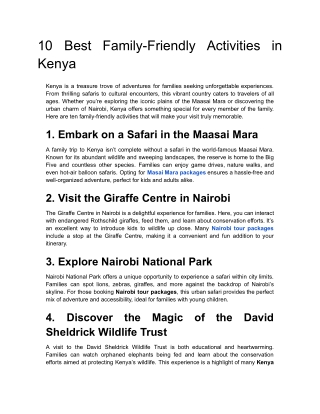 10 Best Family-Friendly Activities in Kenya