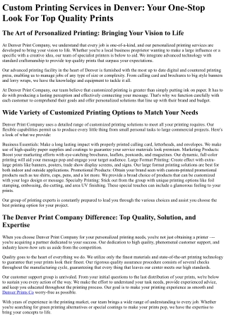 custom printing services in denver your one stop