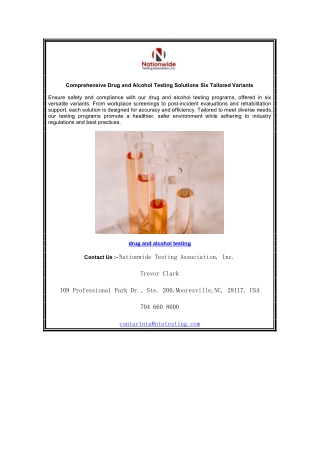 comprehensive drug and alcohol testing solutions