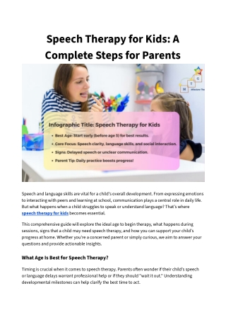 Speech Therapy for Kids: A Complete Steps for Parents