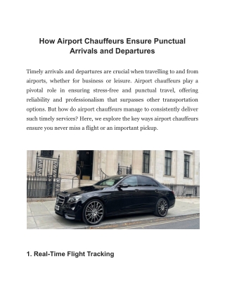 How Airport Chauffeurs Ensure Punctual Arrivals and Departures