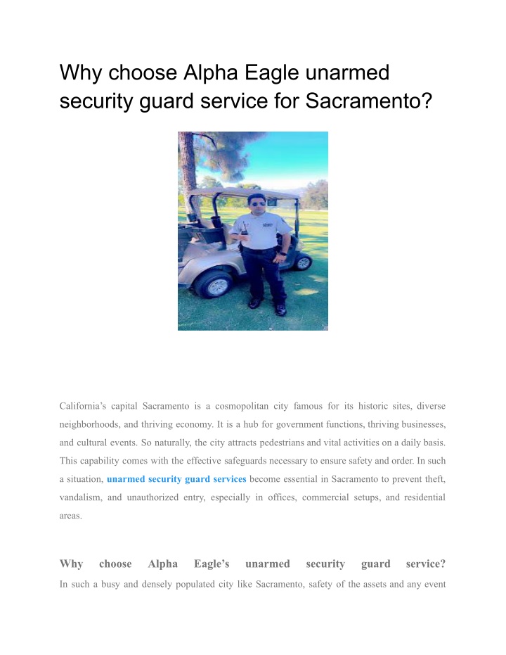 why choose alpha eagle unarmed security guard