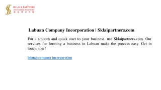Labuan Company Incorporation  Sklaipartners.com