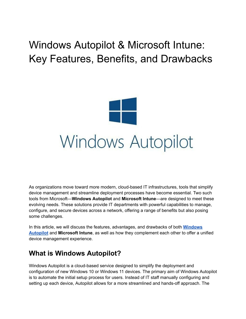 PPT - Windows Autopilot & Microsoft Intune_ Key Features, Benefits, and ...