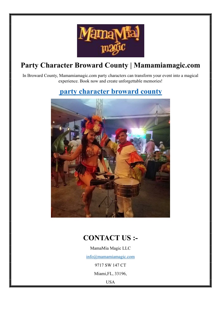 party character broward county mamamiamagic com