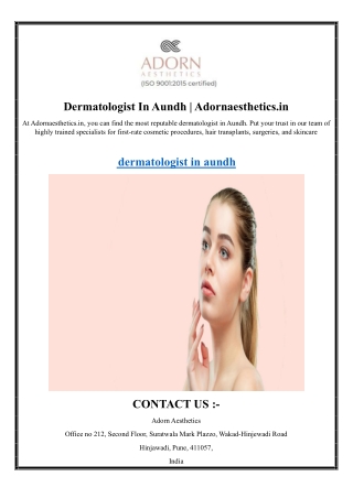 Dermatologist In Aundh  Adornaesthetics.in
