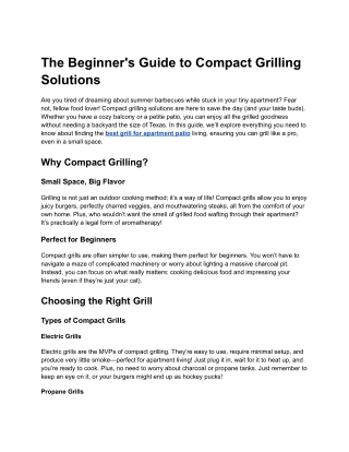 the beginner s guide to compact grilling solutions