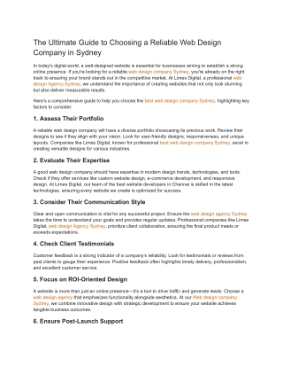 The Ultimate Guide to Choosing a Reliable Web Design Company in Sydney