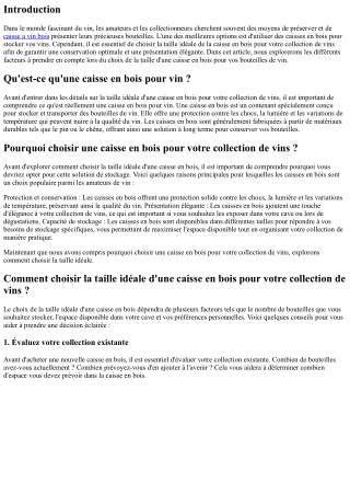 Comment choisir la taille idéale de caisse en bois pour votre collection de vins