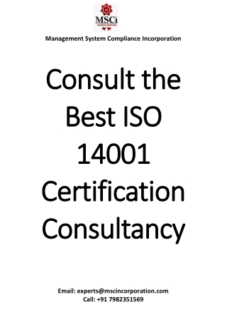 Consult the Best ISO 14001 Certification Consultancy