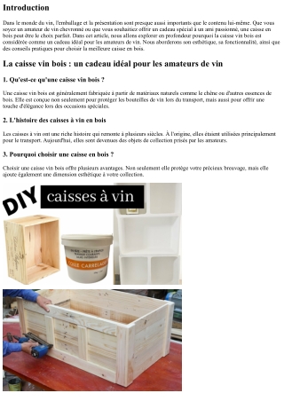 La caisse vin bois : un cadeau idéal pour les amateurs de vin