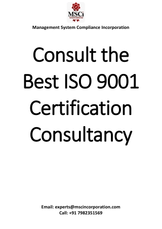 Consult the Best ISO 9001 Certification Consultancy