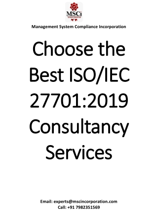 Choose the Best ISO 27701 consultancy services