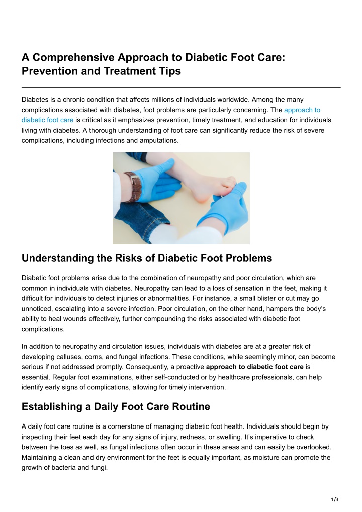 a comprehensive approach to diabetic foot care