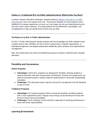 Online vs. Traditional M.A. in Public Administration_ Which Suits You Best_