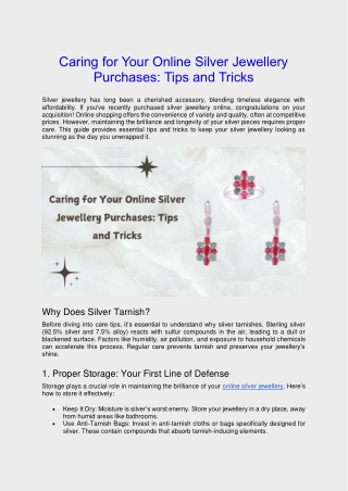 Caring for Your Online Silver Jewellery Purchases: Tips and Tricks