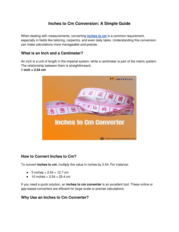 inches to cm conversion a simple guide