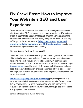 fix crawl error how to improve your website