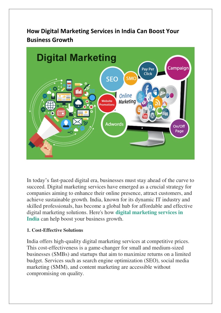 how digital marketing services in india can boost