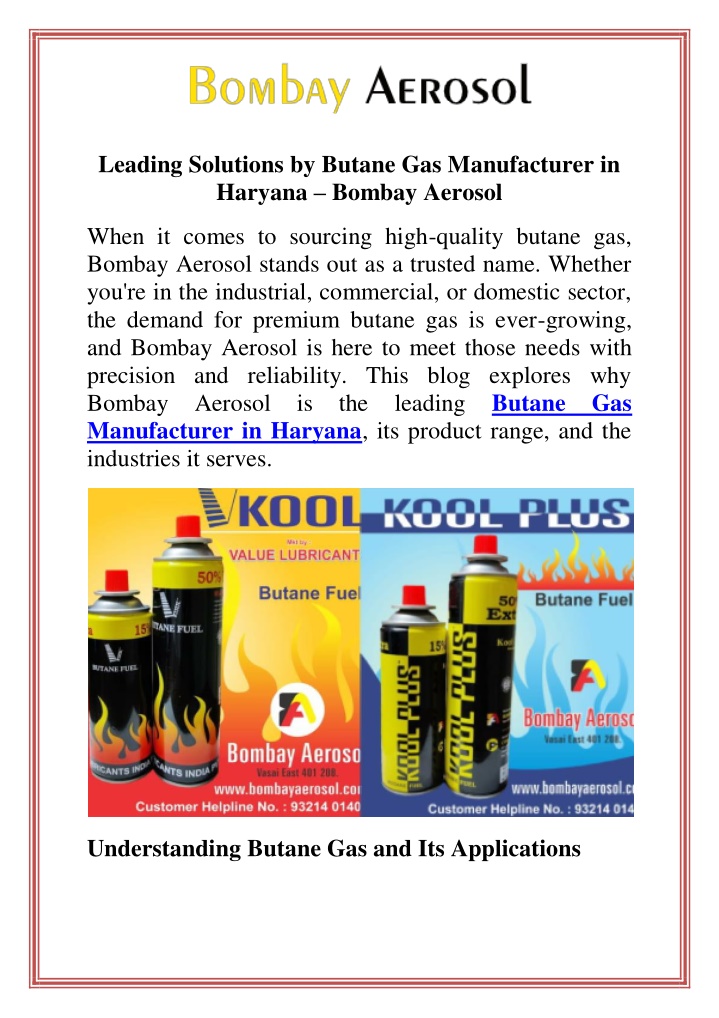 leading solutions by butane gas manufacturer