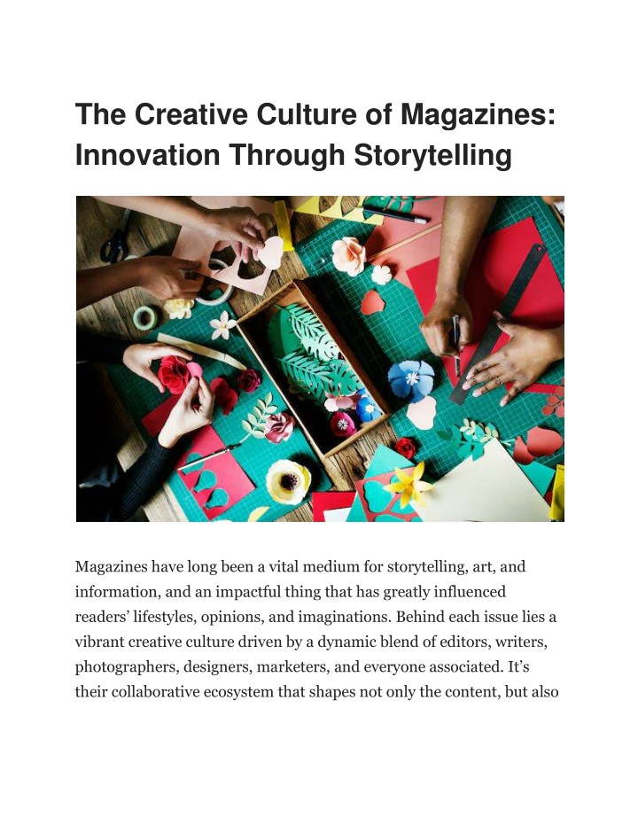 the creative culture of magazines innovation