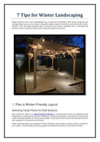 7 Tips for Winter Landscaping