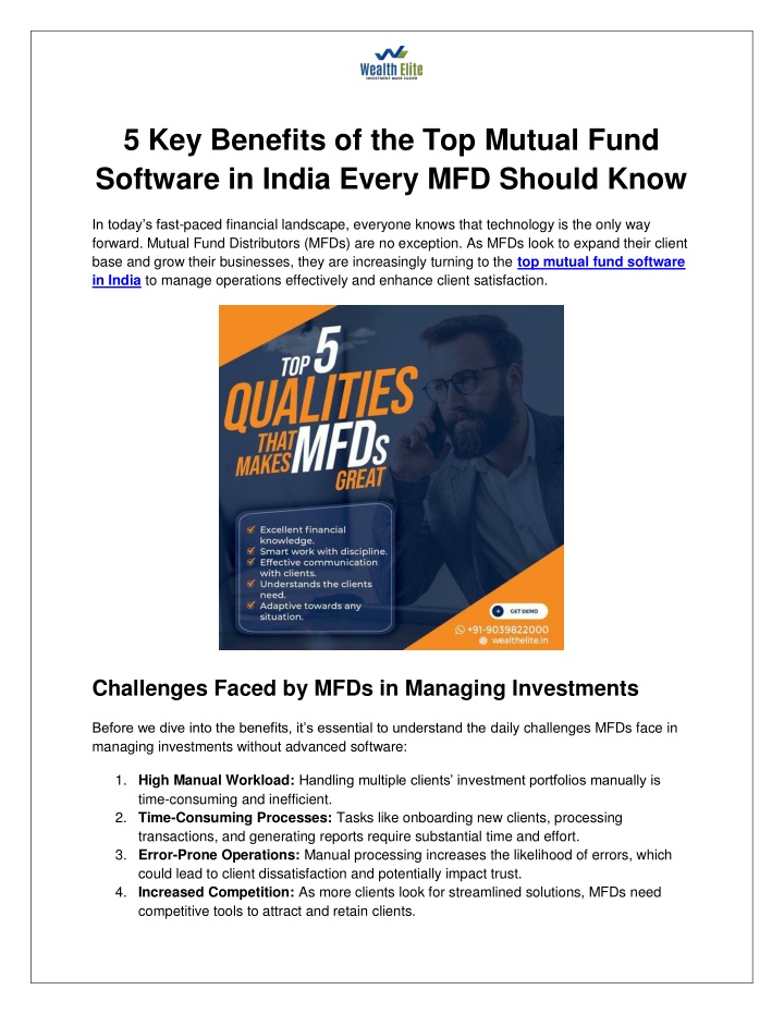 5 key benefits of the top mutual fund software