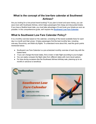 what is the concept of the low fare calendar